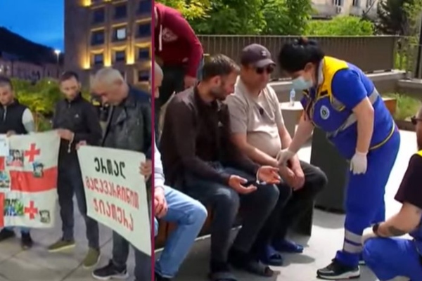 კანცელარიასთან, მოშიმშილე მაღაროელებს სამედიცინო დახმარება დასჭირდათ
